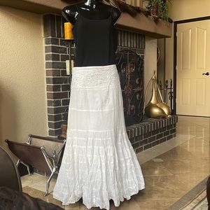 Boho Festival Designer A-line skirt. Beaded waist White. Size XL
